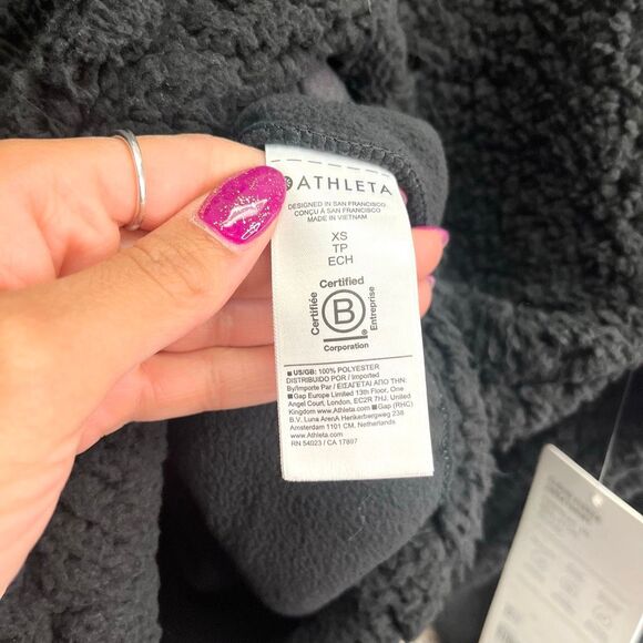 Athleta Sweatshirt Womens XS Black Cloud Fleece 1/2 Neck Zip Pullover Jacket NWT - Picture 6 of 7